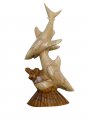 Special Order-16"/40cm Double Wood Shark On Coral Base, 5pcs/cs