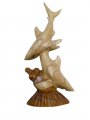 Special Order-12"/30cm Double Wood Shark On Coral Base, 8pcs/cs
