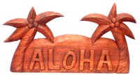 Aloha Palm Tree Wood Sign