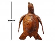 6" / 15cm "Kauai" Island Map Hand Craved Walking Wood Sea Turtle