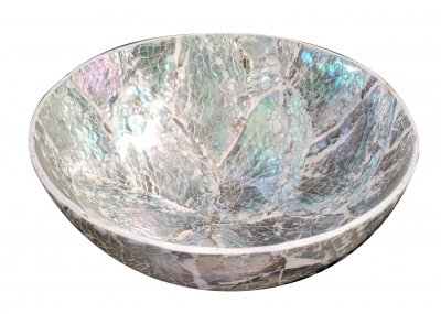 15cm White Abalone Shell Inlay Resin Bowl