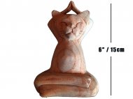 6"/15cm Mindi Wood Hands Above Head Yoga Cat, 120/cs, MOQ-2
