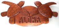 14" Two Turtle with "Aloha" Wood Sign
