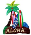 Aloha Surfboard w/ Palm Tree Wood Sign