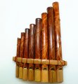 Bamboo Pan Flute Painted in Brown Leave Pattern