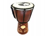 20cm, Hawaii Dolphin w/ Sunset Carved Wood Drum In Light Brown
