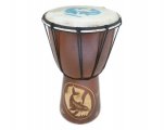20cm, Hawaii Dolphin Carved Wood Drum In Light Brown