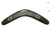 Maui, 40cm Wood Boomerang Carved w/ Turtle , Maui & Island Map