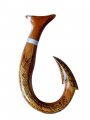 30cm / 12" Tribal Design Burned Wood Craved Hawaii Fish Hook