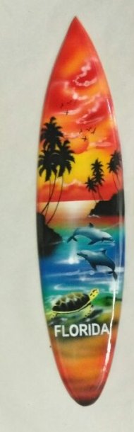 Custom Made-Turtle Dolphin Palm Tree & Sunset Wood Surfboard