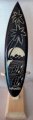 21cm/8" Wood Carved w/ Turtle & Palm Tree Surfboard w/Stand
