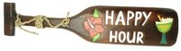 55cm Wood Paddle Carved w/ Hibiscus & Happy Hour