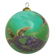 Hand Painted "Maui" Sea Turtle w/ Island Map Christmas Ornament