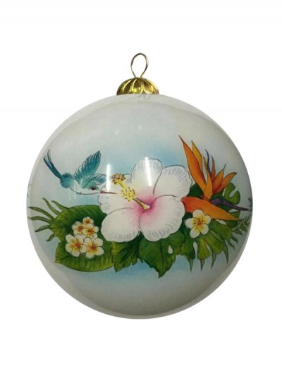 Hand Painted "Hawaii"an Flowers Christmas Ornament, 54pcs/case