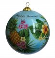 Hand Painted Hawaii Tropical Flowers Christmas Ornament