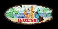 Metal Hawaii Surfboard Hang Sign 14"x6" (35x15.5cm)