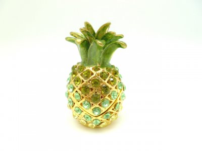 2' Green Crystal Pineapple jewelry box