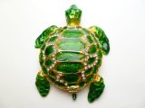 3" Green Crystal Turtle Jewelry Box