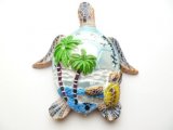 3' Resin Turtle w/ Ocean & Palm Tree Display