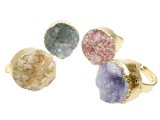 Assorted Druzy Stone Ring, One Size Fits All