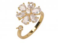 Crystal Floral 18K Gold Plated Adjustable Ring