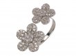 Crystal Floral Rhodium Plated Adjustable Ring