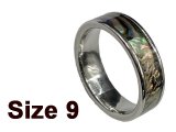 (Size 9) Stainless Abalone Flat Top Ring