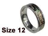 (Size 12) Stainless Abalone Flat Top Ring