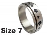 (Size 7) Turtle Stainless Steel Spin Spinner Ring