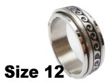 (Size 12) Ocean Wave Stainless Steel Spin Spinner Ring