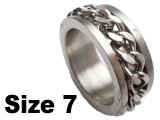 (Size 7) Stainless Steel Chain Spin Spinner Ring