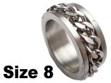 (Size 8) Stainless Steel Chain Spin Spinner Ring