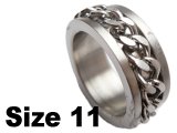 (Size 11) Stainless Steel Chain Spin Spinner Ring