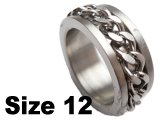 (Size 12) Stainless Steel Chain Spin Spinner Ring
