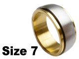 (Size 7) Stainless Steel Gold Tone Spin Spinner Ring