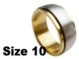 (Size 10) Stainless Steel Gold Tone Spin Spinner Ring