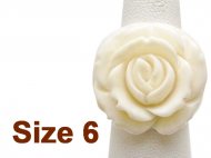 (Size 6) Hand Carved Rose Flower Buffalo Bone Ring