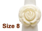 (Size 8) Hand Carved Rose Flower Buffalo Bone Ring