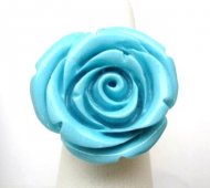 20mm Coral Powder Blue Rose Flower Ring One Size Fit All