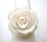 20mm Coral Powder White Rose Flower Ring One Size Fit All