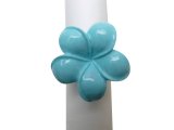 22mm Blue Synthetic Coral Plumeria Flower Adjustable Ring