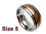 (Size 5) 8mm 316L Stainless Steel with Koa Wood Inlay
