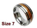 (Size 7) 8mm 316L Stainless Steel with Koa Wood Inlay
