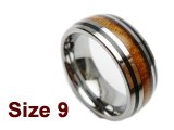 (Size 9) 8mm 316L Stainless Steel with Koa Wood Inlay
