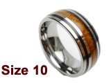 (Size 10) 8mm 316L Stainless Steel with Koa Wood Inlay