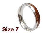 (Size 7) 6mm Stainless Steel Ring with Dark Koa Wood Ring