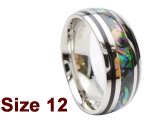 (Size 12) 8mm Abalone Shell Stainless Steel Ring