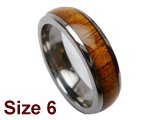 (Size 6) 6mm 316L Stainless Steel with Koa Wood Inlay