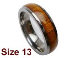 (Size 13) 6mm 316L Stainless Steel with Koa Wood Inlay