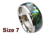(Size 7) 8mm Abalone Shell Stainless Steel Ring